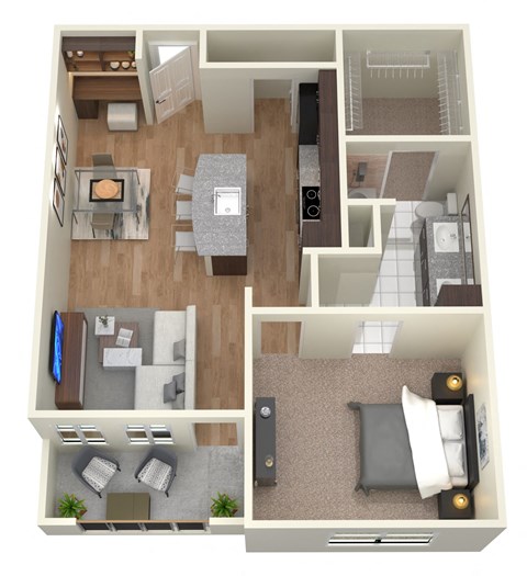 Floor plan for 1 bed, 1 bath, 810 sqft